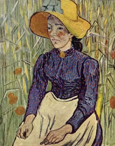 　　《麥前的農(nóng)婦》(Peasant Woman Against a Background of Wheat，1890)