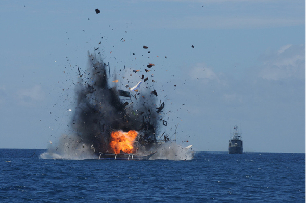 印尼海軍炸沉中越泰菲等國(guó)19艘漁船3