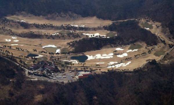 航拍韓國星州高球場 薩德部署基礎工程進行中