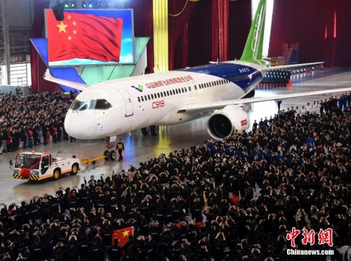 資料圖：中國自主研制的C919大型客機。<a target='_blank' href='http://www.chinanews.com/'>中新社</a>記者 孫自法 攝