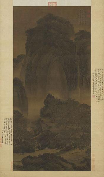 （傳）宋 范寬 行旅圖 軸 155.3x74.4cm，疑為清代王翚仿本