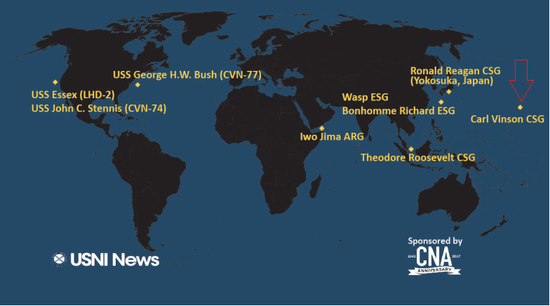 美海軍宣布第九航母打擊大隊(duì)今日進(jìn)入南海海域
