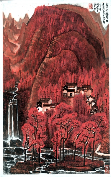 5李可染 《萬山紅遍》 紙本水墨設色 79.6x49.2cm 1964年