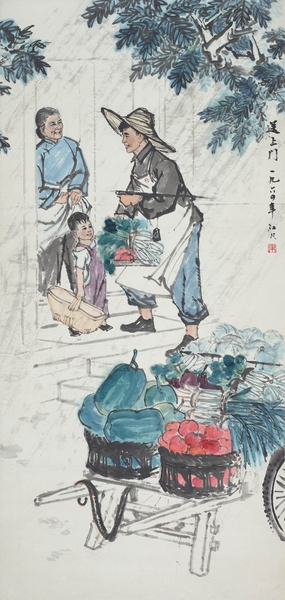 6 韋江凡 《送上門》 紙本設色  152x72cm 1964年