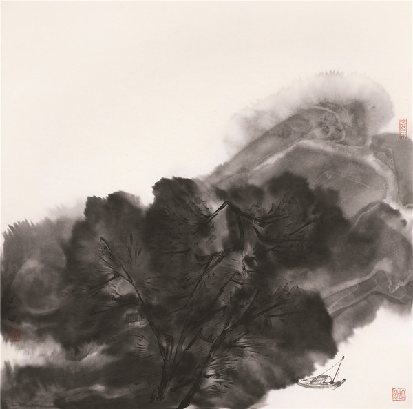 25·鄉(xiāng)關(guān)夢(mèng)回  紙本水墨  69×69厘米  2016