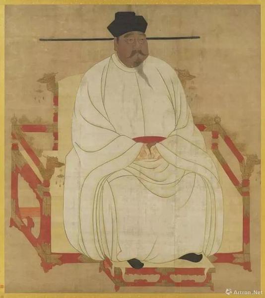 （傳）王靄《宋太祖坐像》絹本、設(shè)色，縱191cm橫：169.7cm，現(xiàn)藏臺(tái)北故宮博物院