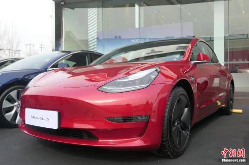 特斯拉Model 3。張旭 攝