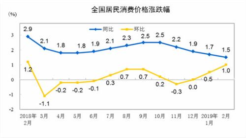 CPI同比、環比漲幅走勢圖。 來自國家統計局