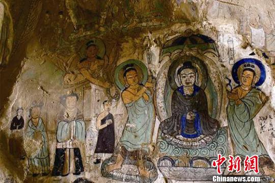 圖為炳靈寺169窟11龕壁畫《說法圖》(西秦)。 甘肅省文物局供圖