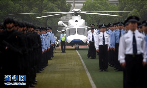 5月27日，各警種代表參加誓師大會。新華社記者王定昶攝